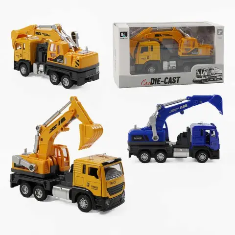 Екскаватор CLM32K, металопластик, інерція, звук, світло, ківш, гумові колеса (В асортименті)