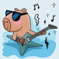 Картина за номерами дитяча Капібара рок-зірка Ideyka 30×30 см КНО1275