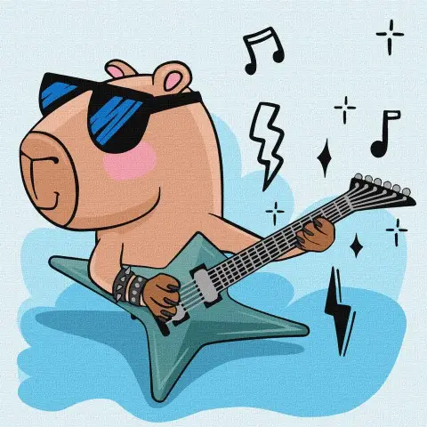 Картина за номерами дитяча Капібара рок-зірка Ideyka 30×30 см КНО1275