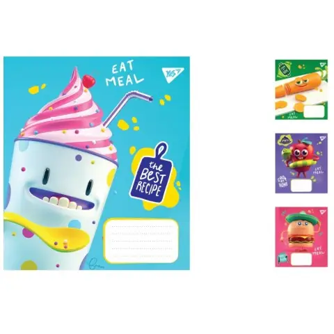 Зошити учнівські 12 аркушів лінія Yes Eat meal, 25 шт. в упаковці