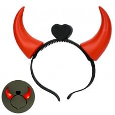 Аксесуари для свята обруч з ріжками, Хелловін / Halloween, 12,5-19см, світло, бат(табл), у п/е /96/