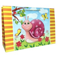 Подарунковий пакет, 150 г/м², Равлик, 35x25x10 см, 6 шт. в упаковці