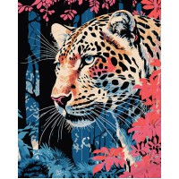 Набір для розпису по номерах Небезпечний хижак, Strateg, на чорному фоні, 40x50 см, AH1064