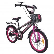 Велосипед дитячий 2-х коліс.18'' Like2bike Dark Rider, чорно-рожевий, рама сталь, з дзвінком, руч.гальмо, збірка 75% /1/