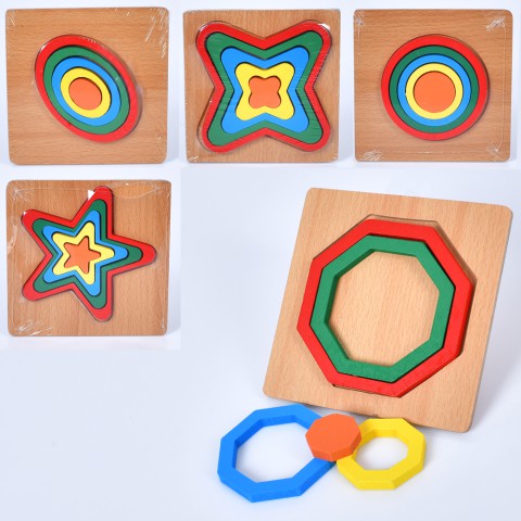 Дерев’яна іграшка Геометрика пазли, 5 деталей (В асортименті)