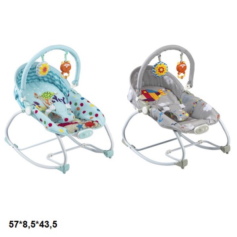 Шезлонг-гойдалка дитяча 715-1A/1C до 18 кг, вібрація, музика