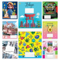 Зошити учнівські 12 аркушів коса лінія Люкс Мікс 2, 25 шт. в упаковці