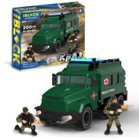Конструктор IBLOCK Армія КрАЗ Медична служба, PL-921-446, 200 деталей, 2 фігурки, 28.5x6.4x25 см