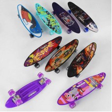 Скейт пенні борд best board, мікс видів, 6 колорів, дошка = 55см, колеса pu світлові ефекти, діаметр 6 см