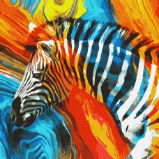 Картина за номерами  "кольорова зебра" 50*50см кно4269