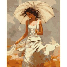 Картина за номерами  "дівчина з парасолькою" 40х50см кно8365