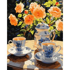 Картина за номерами "чаювання в саду" 40х50см