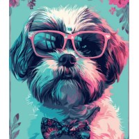 Набір для розпису по номерах Собака в окулярах, Strateg, на кольоровому фоні, 40x50 см, MZ023