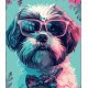 Набір для розпису по номерах Собака в окулярах, Strateg, на кольоровому фоні, 40x50 см, MZ023