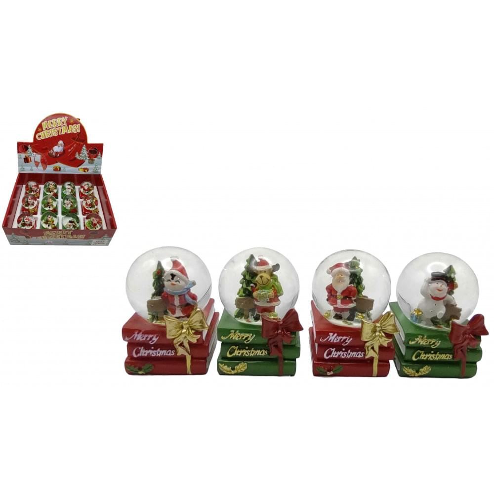 Сувенір "Куля снігова 45мм - Д.Мороз, Сніговик, Олень, Пінгвін з ялинкою" в/в 4в.(12*12)