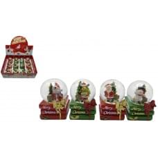 Сувенір "Куля снігова 45мм - Д.Мороз, Сніговик, Олень, Пінгвін з ялинкою" в/в 4в.(12*12)
