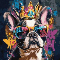 Набір для розпису по номерах Яскравий бульдог, Ideyka, 40x40 см, КНО6706