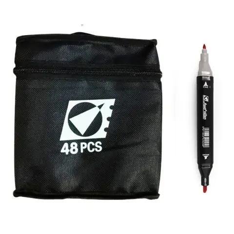 Набір скетчмаркерів двосторонніх, 48 шт., 48 кольорів, круглий/скошений наконечник, у сумці