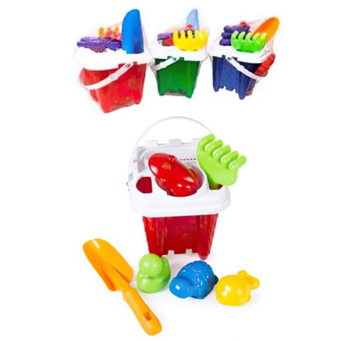 Набір дитячий Відро №5 + лопата, граблі, водні мешканці Бамсик, 1265