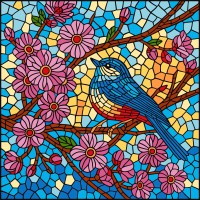 Картина за номерами Вітраж Синиця Ideyka 30×30 см КНО5164
