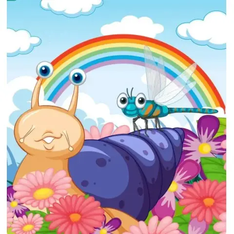 Набір для розпису по номерах Равлик та бабка під веселкою, Strateg, 30x30 см, ES214