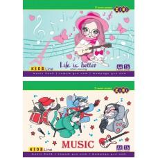 Зошит для нот, 16 аркушів, на скобі, горизонтальний, KIDS Line