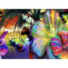 Алмазная мозаика по номерам 30*40 "Бабочки" карт уп. (холст на раме)