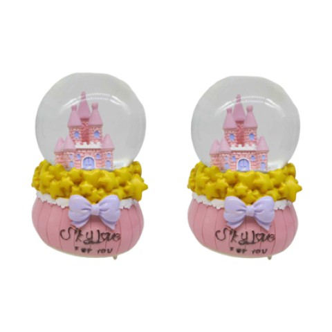 Сувенір кераміка Снігова куля 80 мм Замок мрії рожева 1849-80