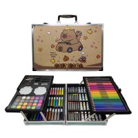 Набір для малювання Капібара на машині, 145 предметів, 4 відділи, в алюмінієвій валізі, 145-CB-2