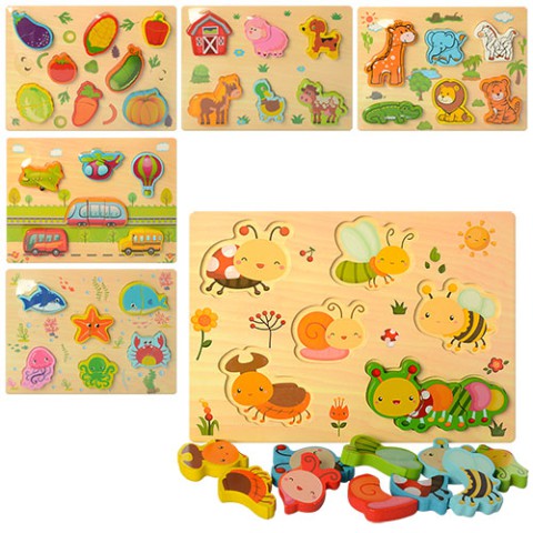 Дерев’яна іграшка Рамка-вкладиш, 30x22x1.5 см, MD1186 (В асортименті)