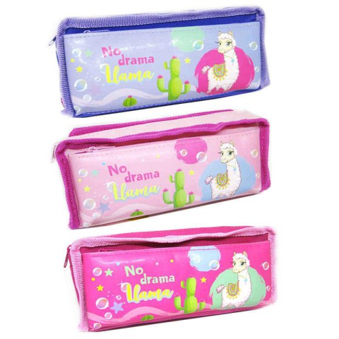 Пенал-косметичка Лама, 2 змійки, спереду розширена кишеня (В асортименті)