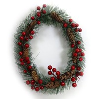 Вінок новорічний Ягоди з шишками D28 см 0697DSCN