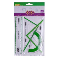 Комплект KIDS Line, лінійка 15 см, 2 косинці, транспортир, з салатовою смужкою