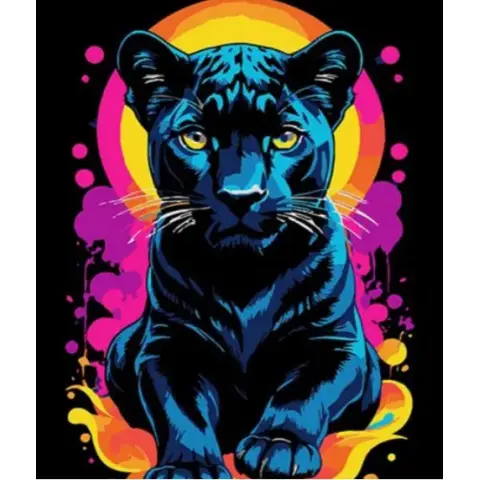 Набір для розпису по номерах Яскравість пантери, Strateg, на чорному фоні, 30x40 см, FH-18