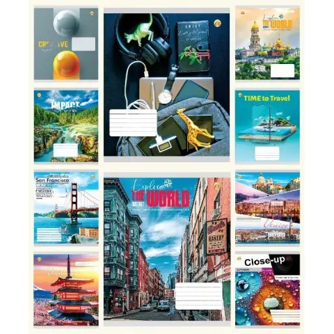 Зошити учнівські 96 аркушів клітинка Тверда ТЕ41701 Мікс 1, 10 шт. в упаковці