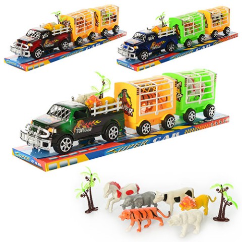 Джип інерційний з причепом тваринами (в асортименті) 906-100/734976
