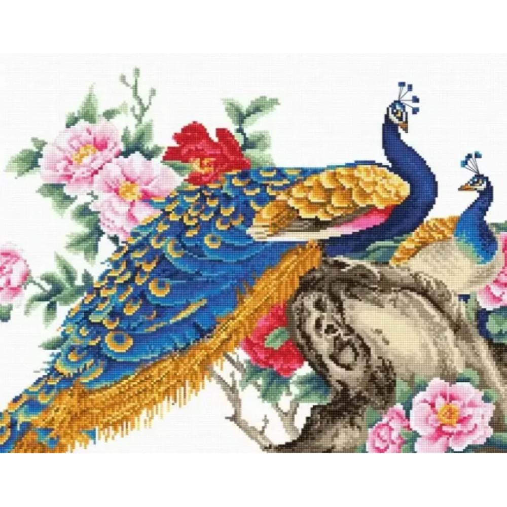 Алмазна мозаїка за номерами 40*50 "Павлін" карт уп. (полотно на рамі)