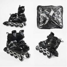 Роликові ковзани 34-38 розмір, колеса PVC, устілка 21-24 см, колір - чорний INLINE SKATE 86937-M