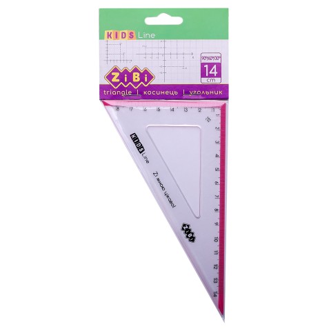 Косинець KIDS Line, 140 мм, 90°/60°, з рожевою смужкою, блістер, 12 шт. в упаковці