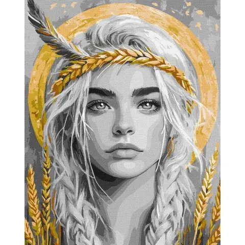 Набір для розпису по номерах Колоски у волоссі з фарбами металік extra, Ideyka, 40x50 см, КНО8558