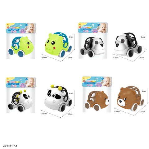 Брязкальце Oball Машинки для малюків 2856-1/2/4/5, на коліщатках, тваринки, 22x8.5x17 см (В асортименті)