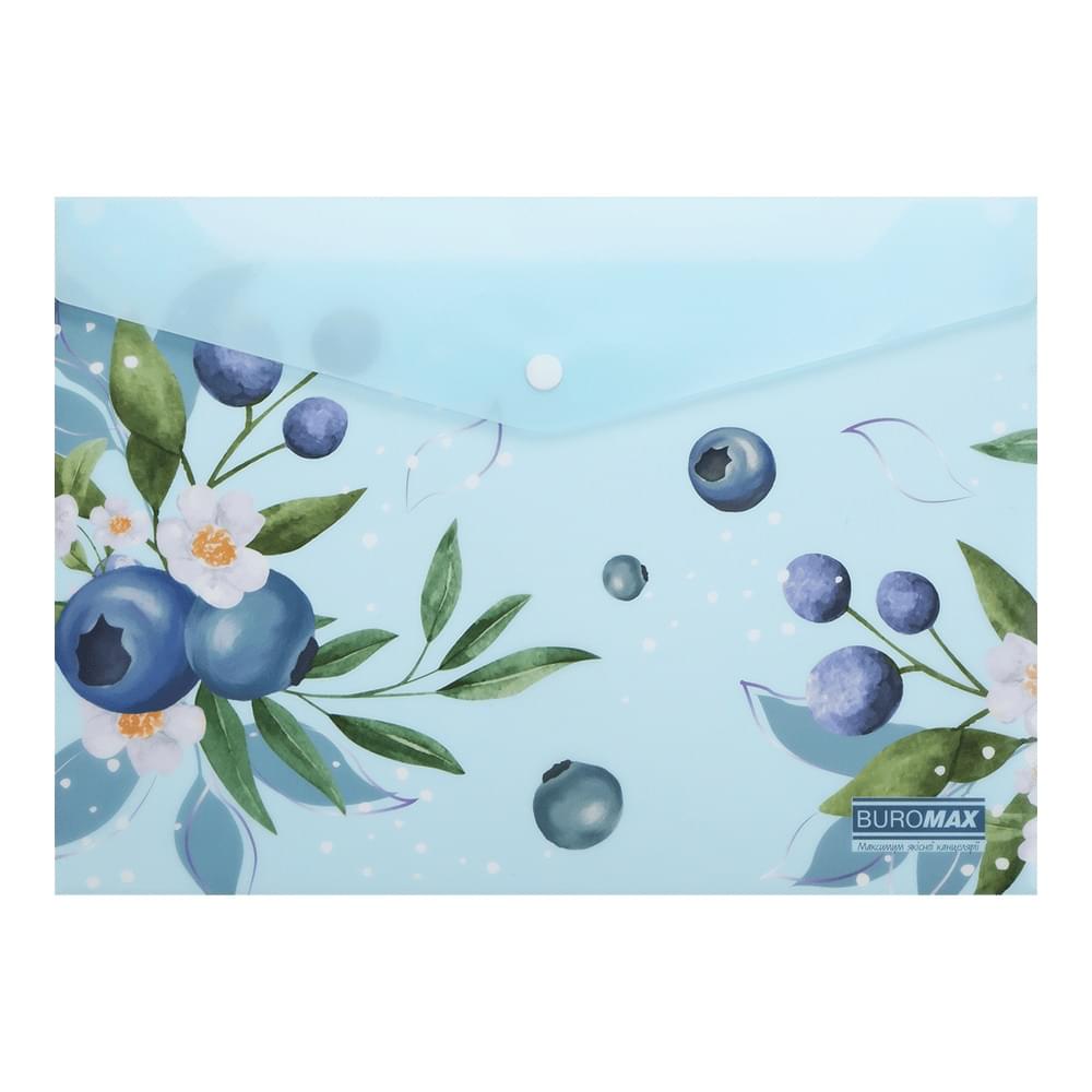 Папка конверт на кнопці ARABESKI, А4, матовий напівпрозорий, пластик, морська хвиля, ціна за 2 шт. //