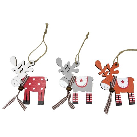 Підвіска новорічна дерев’яна Олень 9,5 см (В асортименті)