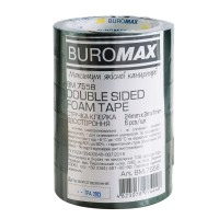 Стрічка клейка двостороння, на пінній основі, 24 мм х 2 м, чорна, 6 шт. в упаковці