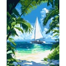 Набір для розпису по номерах "Тропічне узбережжя" Ideyka 40х50см КНО6404