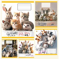 Зошити учнівські 12 аркушів клітинка Тверда Pets, 25 шт. в упаковці