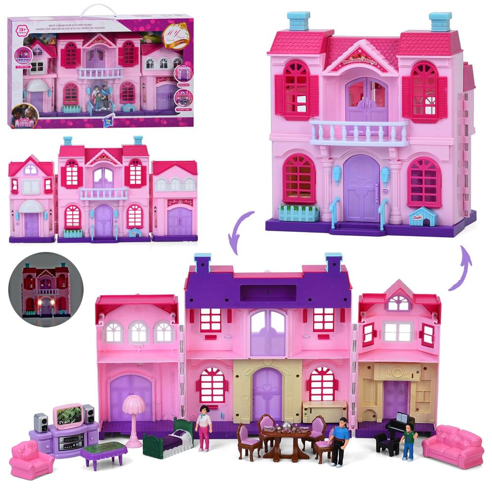 Будиночок 27-24,5-14см, звук, світло, меблі, фігурки 3шт, на бат-ці, в кор-ці, 50,5-31-9,5см /16/