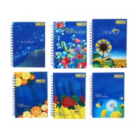 Книга для нотаток, А6, 96 арк., спіраль, клітинка, тверда ламінована обкладинка