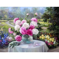 Алмазна мозаїка на підрамнику Квіти в вазі 40×50 см 70993_BGLE