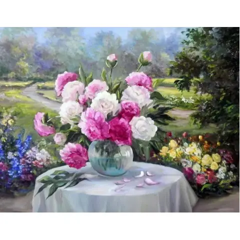 Алмазна мозаїка на підрамнику Квіти в вазі 40×50 см 70993_BGLE